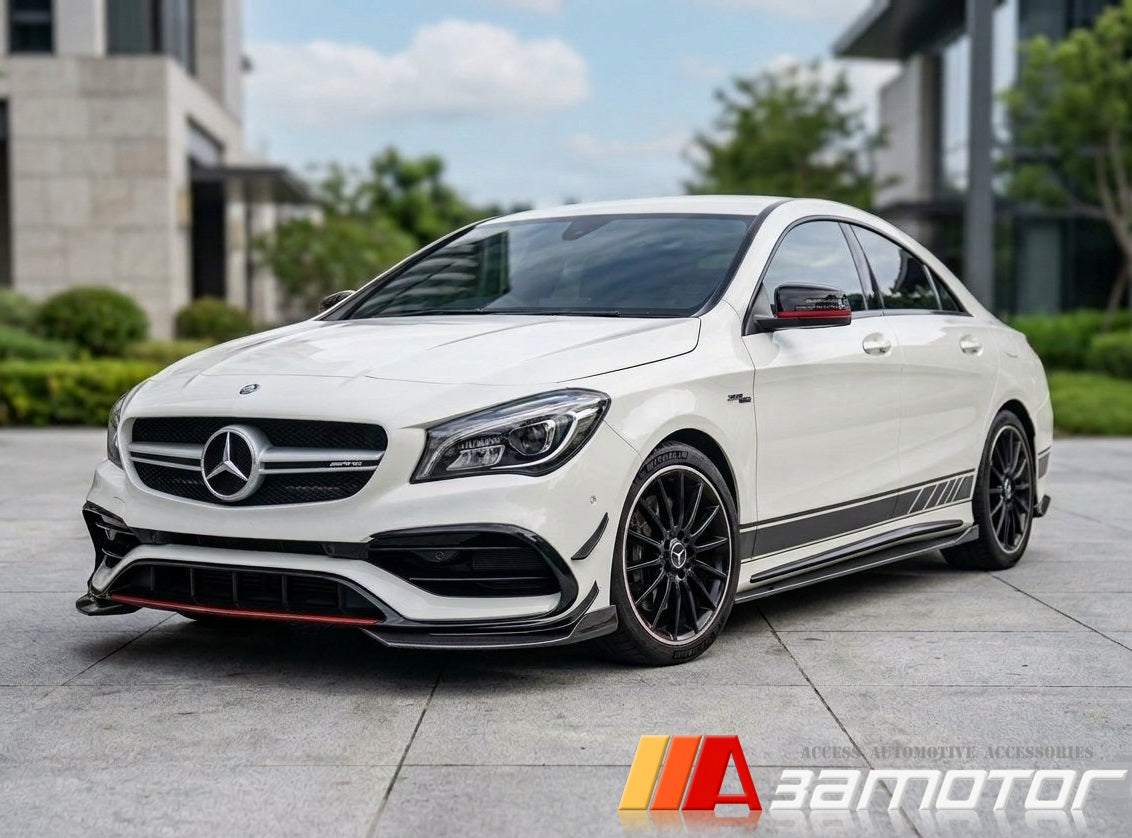 Carbon Fiber P Front Bumper Splitters fit for 2013-2016 Mercedes W117 / C117 CLA Class AMG & CLA45