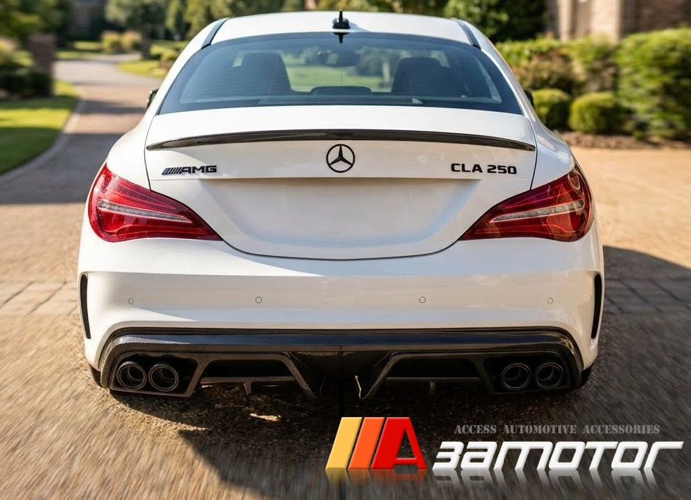 Carbon Fiber P Rear Bumper Diffuser Quad fit for 2013-2018 Mercedes W117 / C117 CLA Class AMG & CLA45