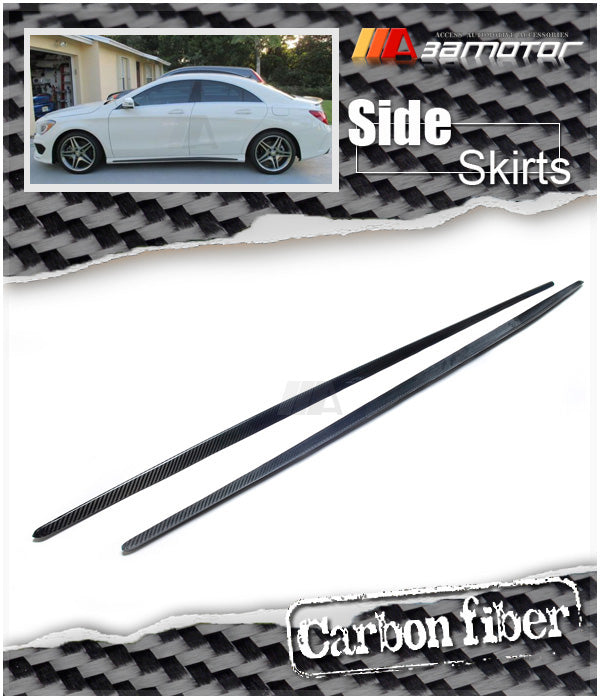 Carbon Fiber Side Skirt Rocker Panel add on Covers Set fit for 2013-2018 Mercedes W117 / C117 CLA AMG