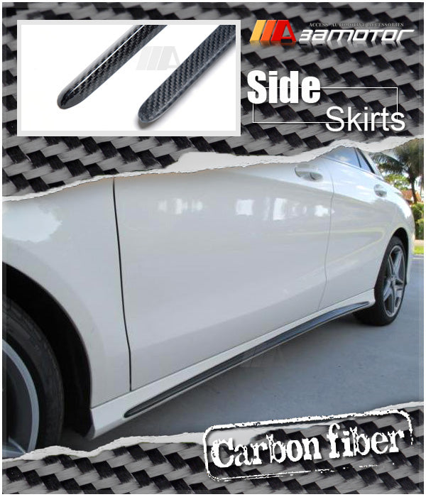 Carbon Fiber Side Skirt Rocker Panel add on Covers Set fit for 2013-2018 Mercedes W117 / C117 CLA AMG