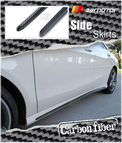 Carbon Fiber Side Skirt Rocker Panel add on Covers Set fit for 2013-2018 Mercedes W117 / C117 CLA AMG