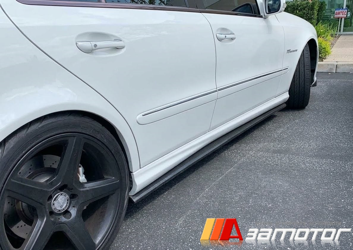Carbon Fiber Side Skirt Extensions Set fit for 2003-2009 Mercedes W211 E55 / E63 AMG Sedan