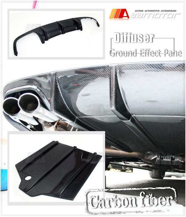 Carbon Fiber Rear Bumper Diffuser + Ground Panel fit for 2008-2011 Mercedes W204 C63 Pre-Facelift AMG