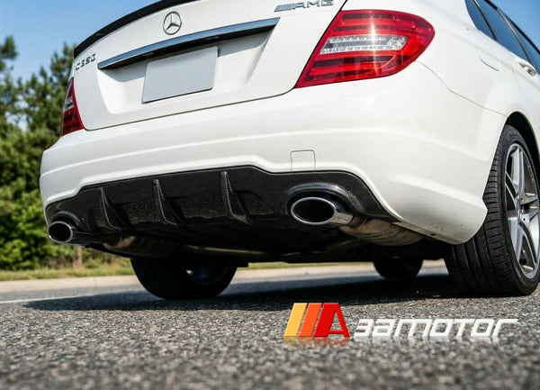 Carbon Fiber Rear Bumper Diffuser Dual fit for 2012-2015 Mercedes W204 Facelift / C204 C-Class AMG