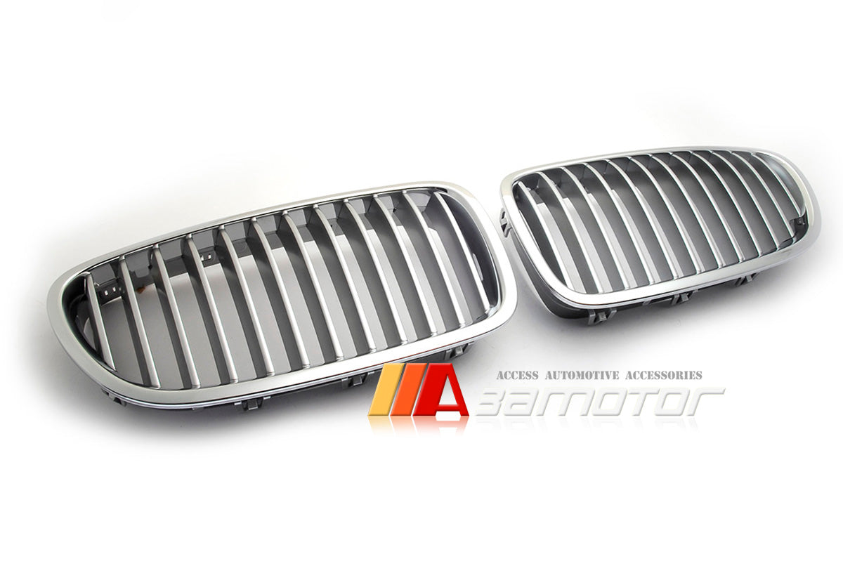 Titanium Slats Front Hood Kidney Grilles Set fit for 2011-2016 BMW F10 / F11 5-Series