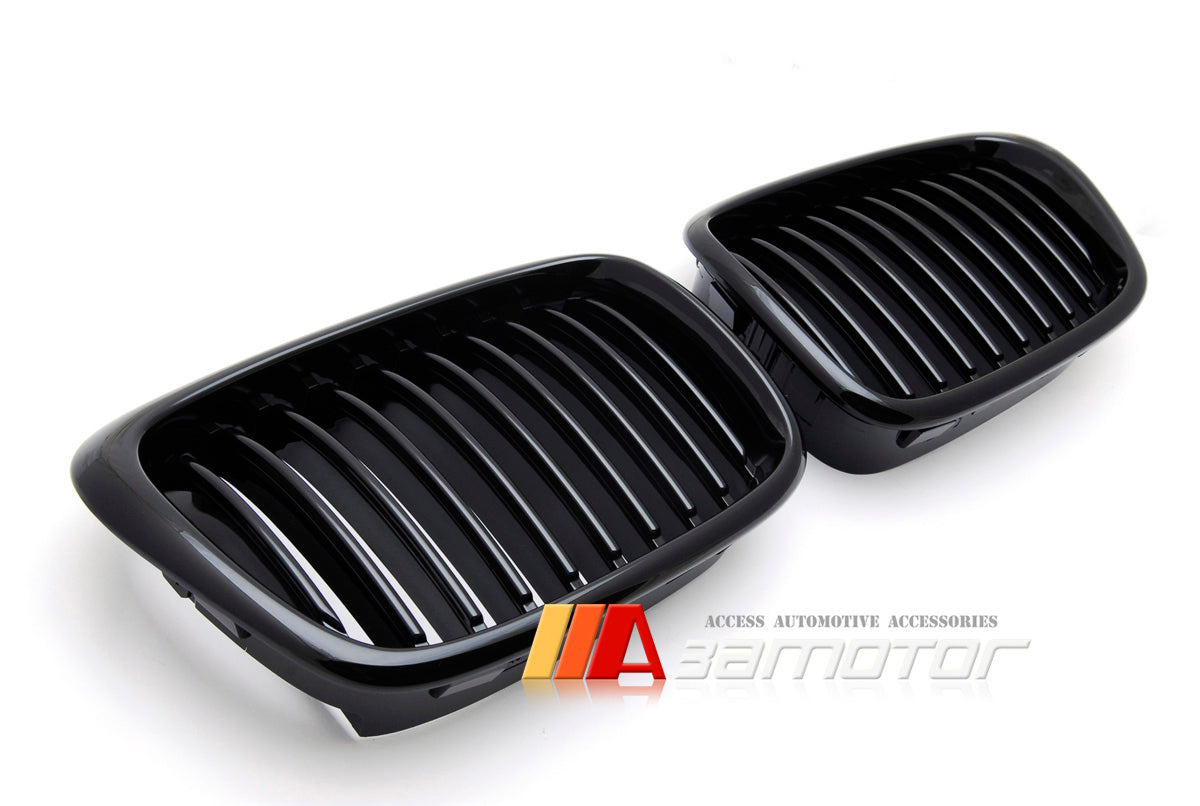 Gloss Black Front Kidney Grilles Set fit for 1996-2003 BMW E39 5-Series / E39 M5