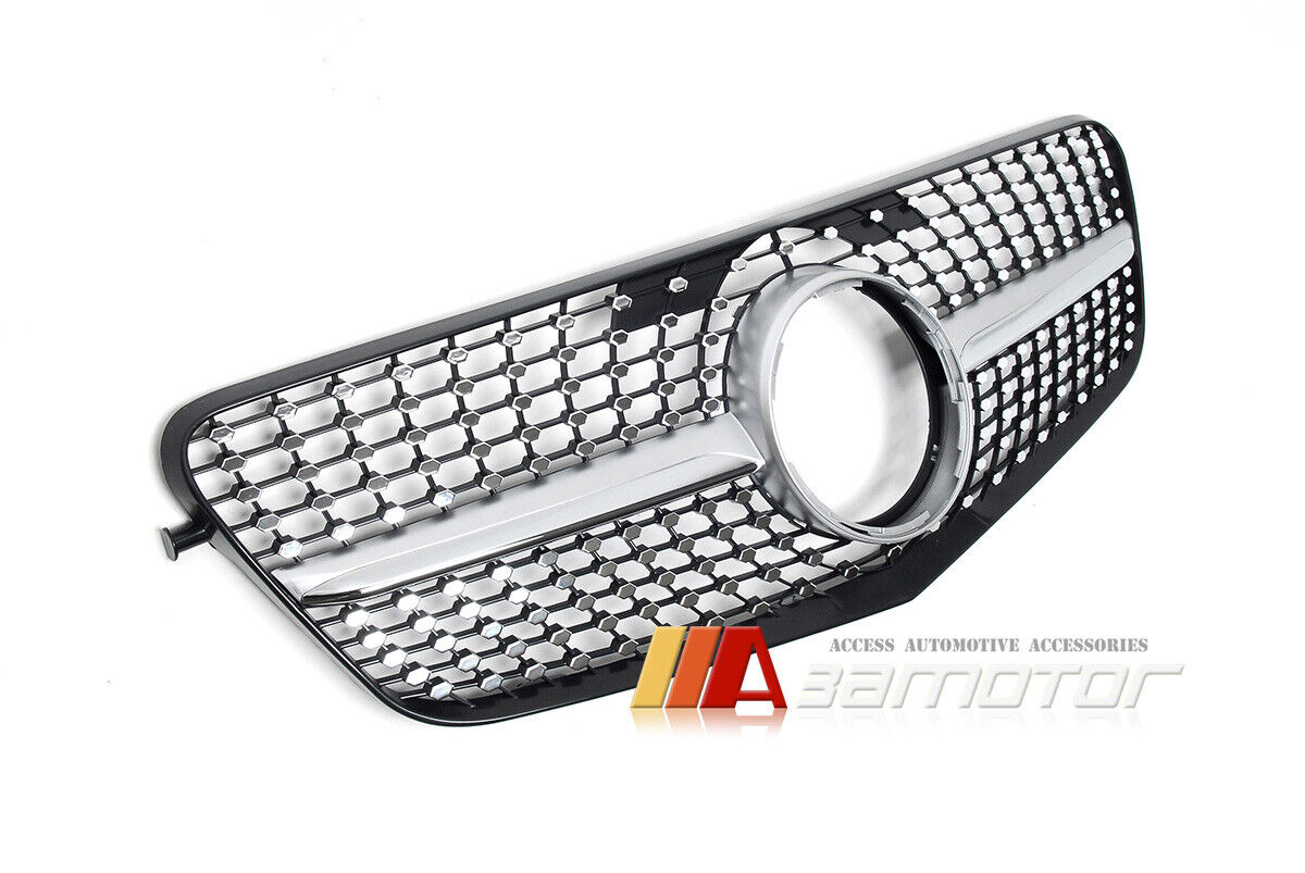 Diamond Style Front Grille w/ Silver Fin fit for 2009-2013 Mercedes W212 / S212 E-Class