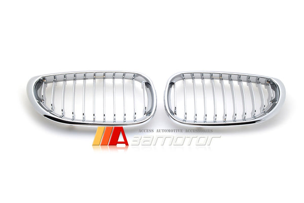 Front Chrome Kidney Grilles Backing Silver fit for 2004-2010 BMW E60 / E61 5-Series & M5