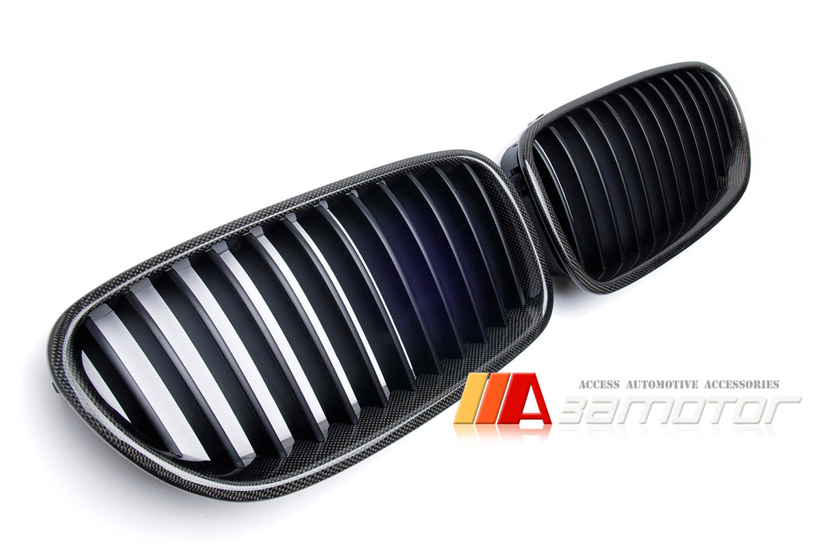 Front Hood Carbon Fiber Kidney Grilles Set fit for 2011-2016 BMW F10 / F11 5-Series
