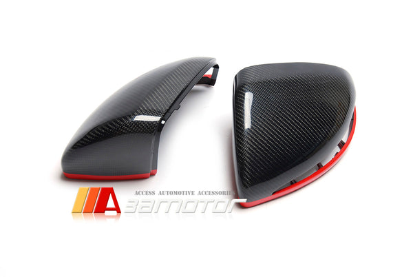Replacement Carbon Fiber Side Mirror Covers with Red Stripe fit for Mercedes W205 C-Class/ W213 E-Class/ W222 S-Class