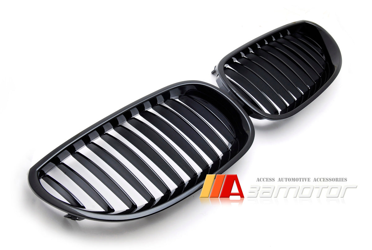 Gloss Black Front Kidney Grilles Set fit for 2004-2010 BMW E60 / E61 5-Series & E60 M5