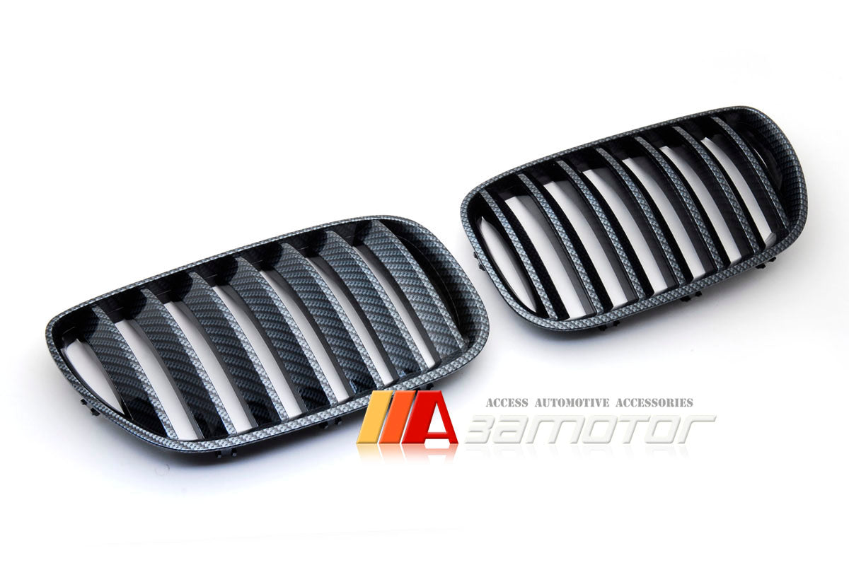 Carbon Look (Hydro Dipped) Front Kidney Grilles Set fit for 2004-2006 BMW E53 LCI X5