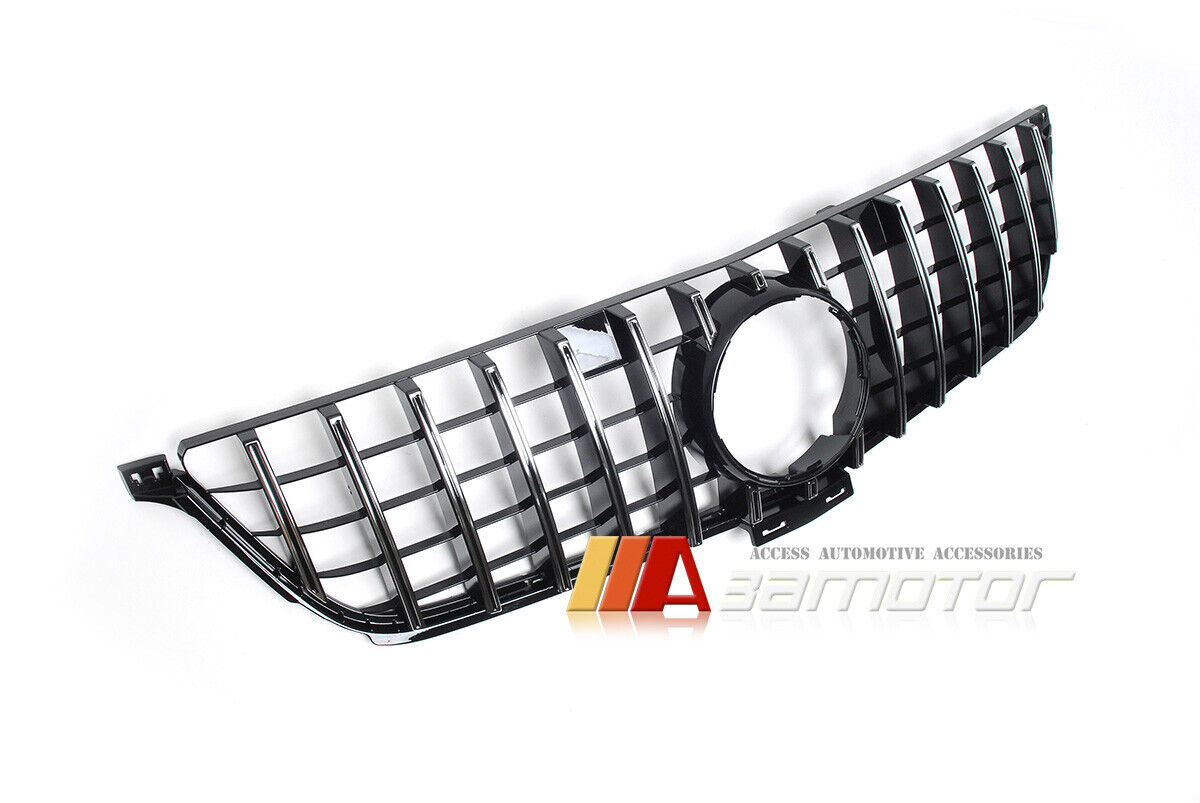 Black GT Style Front Grille with Chrome Slat fit for 2012-2015 Mercedes W166 ML-Class SUV