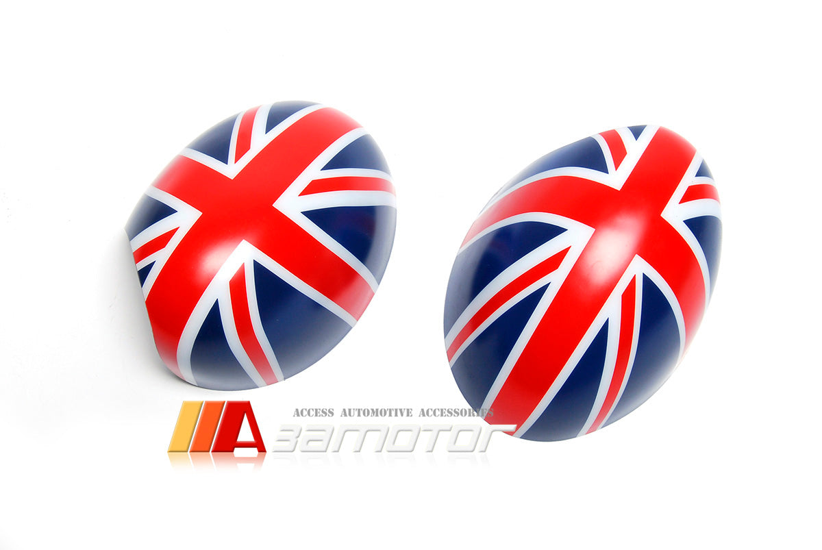 Red Union Jack Side Mirror Covers Set fit for Mini Cooper R55 / R61 with Power Fold Mirrors
