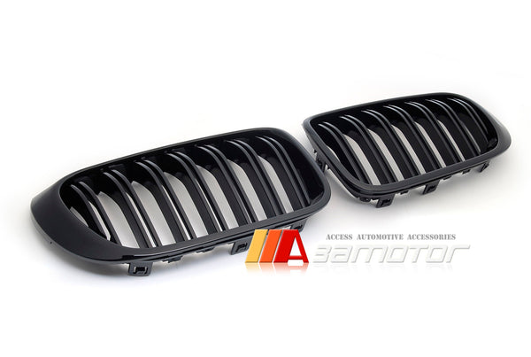 Gloss Black Dual Slat Front Kidney Grilles fit for 2014-2017 BMW F25 LCI X3 / F26 X4