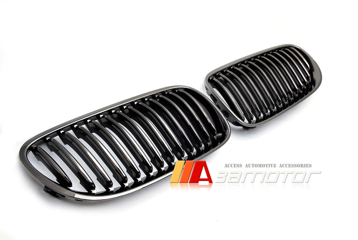 Black Chrome Finish Front Kidney Grilles Set fit for 2011-2013 BMW E92 / E93 LCI 3-Series