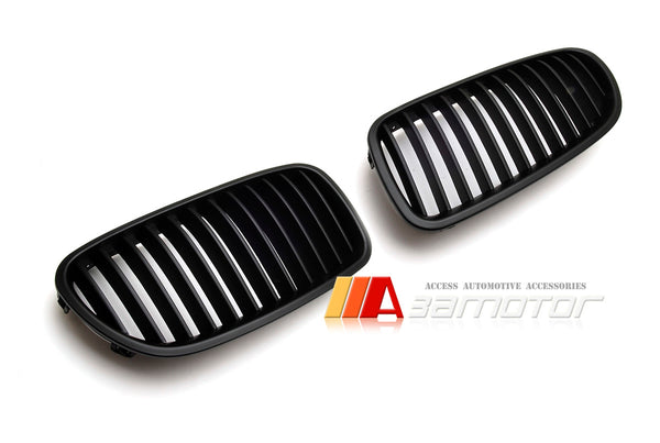 Front Hood Matte Black Kidney Grilles Set fit for 2011-2016 BMW F10 / F11 5-Series