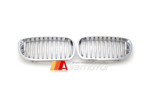 Front Chrome Kidney Grilles Backing Silver fit for 2003-2006 BMW E46 LCI 3-Series Coupe