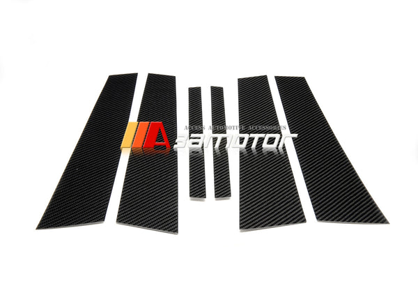 Carbon Fiber Door B Pillar Panel Trim Covers 6PCS Set fit for 2005-2011 BMW E90 3-Series Sedan