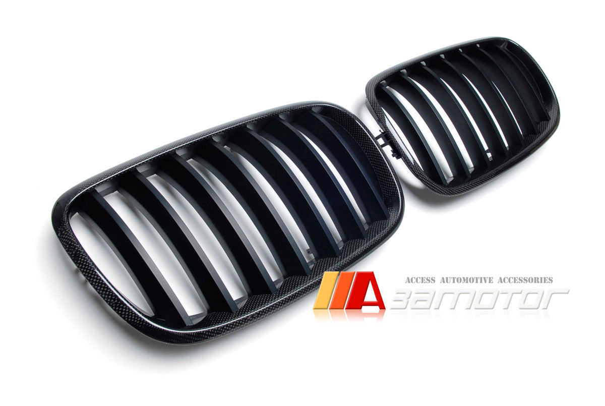 Carbon Fiber Front Kidney Grilles Set fit for 2007-2013 BMW X5 E70 / 2008-2014 X6 E71