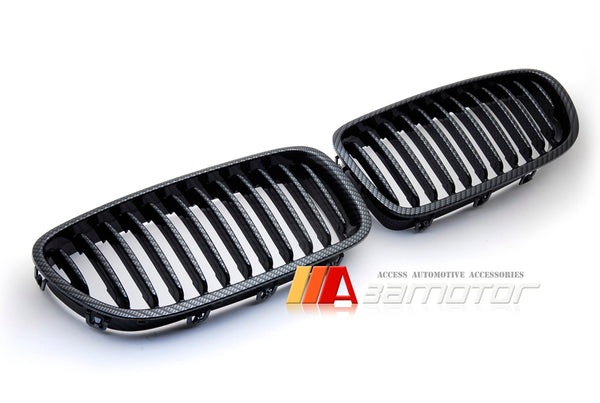 Carbon Look Style Front Hood Kidney Grilles Set fit for 2011-2016 BMW F10 / F11 5-Series