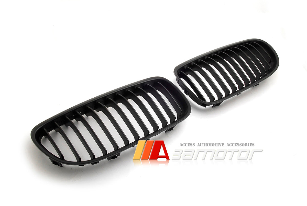 Matte Black Front Kidney Grilles Set fit for 2009-2011 BMW E90 / E91 LCI 3-Series