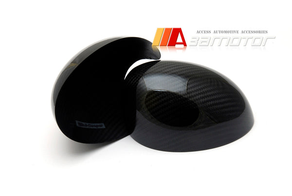Dry Carbon Fiber Side Mirror Cap Cover Trims Set fit for 2008-2014 BMW Mini Cooper S w/ Powerfold Mirrors
