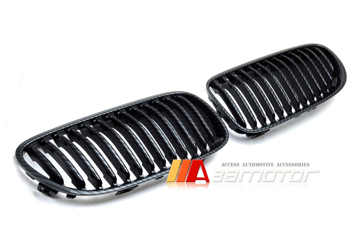 Carbon Look (Hydro Dipped) Front Kidney Grilles fit for 2011-2013 BMW E92 / E93 LCI 3-Series