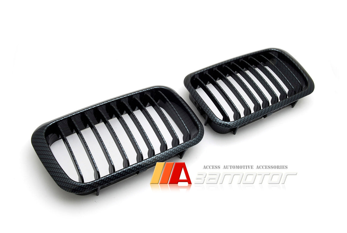 Carbon Look (Hydro Dipped) Front Kidney Grilles fit for 1992-1996 BMW E36 3-Series Pre-LCI & E36 M3