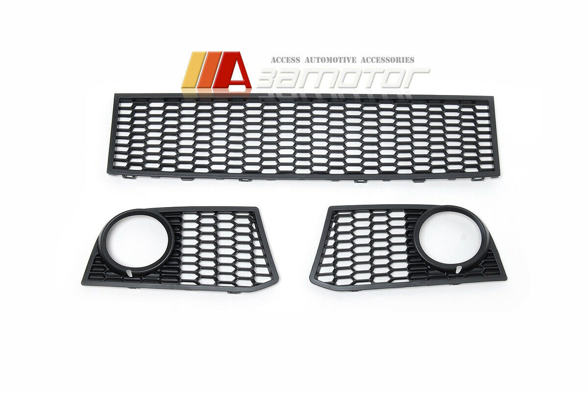 Front Lower Grille & Fog Light Cover Set fit for 2011-2014 BMW F10 / F11 5-Series M Sport