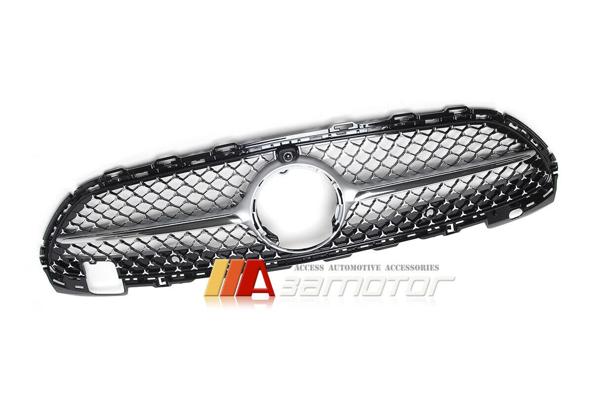 Diamond Style Front Grille with Silver Fin fit for 2021-2023 Mercedes W206 / S206 / C206 / A206 AMG C-Class