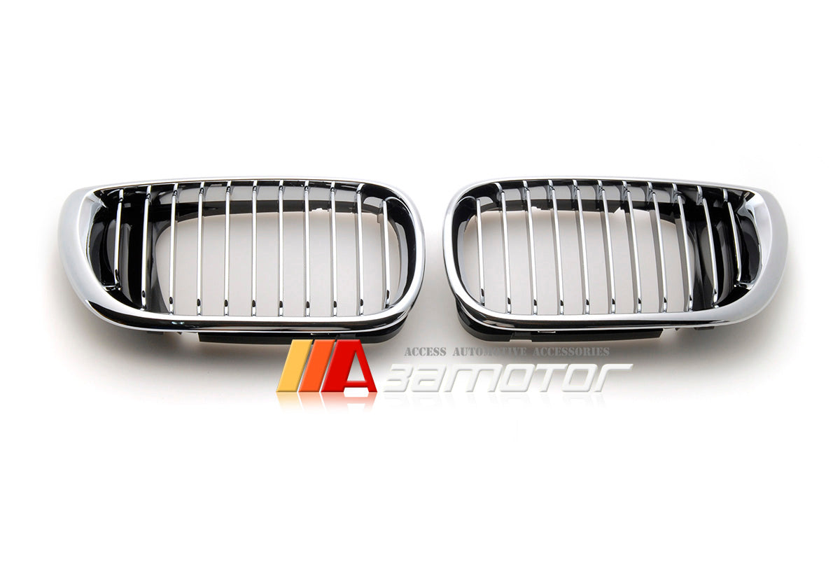 Chrome Front Kidney Grilles Backing Black fit for 2003-2005 BMW E46 LCI 3-Series Sedan / Wagon