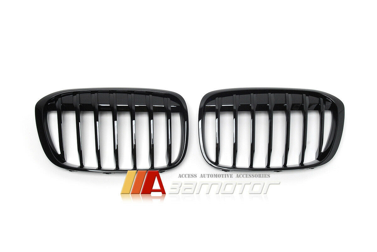 Gloss Black Front Kidney Grilles Set fit for 2016-2018 BMW F48 Pre-LCI X1 SUV