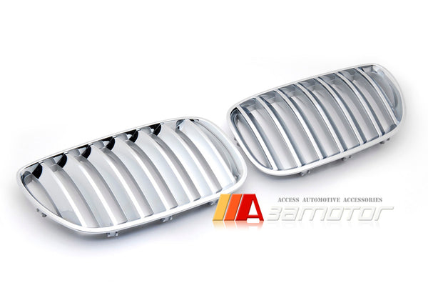 Chrome Front Kidney Grilles Set Backing Silver fit for 2004-2006 BMW E53 LCI X5