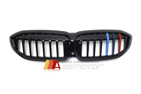 Gloss Black Front Grille w/ M-Color fit for 2019-2022 BMW G20 / G21 Pre-LCI 3-Series