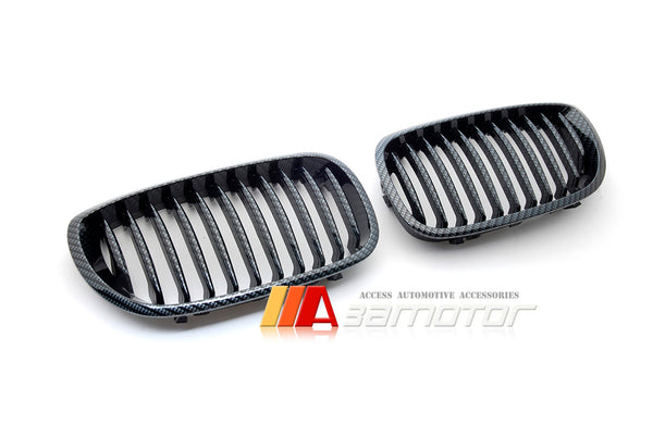 Carbon Look (Hydro Dipped) Front Kidney Grilles Set fit for 2003-2006 BMW E46 LCI 3-Series Coupe