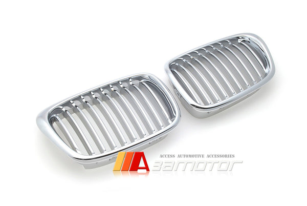 Chrome Front Kidney Grilles Set Backing Silver fit for 1996-2003 BMW E39 5-Series / E39 M5