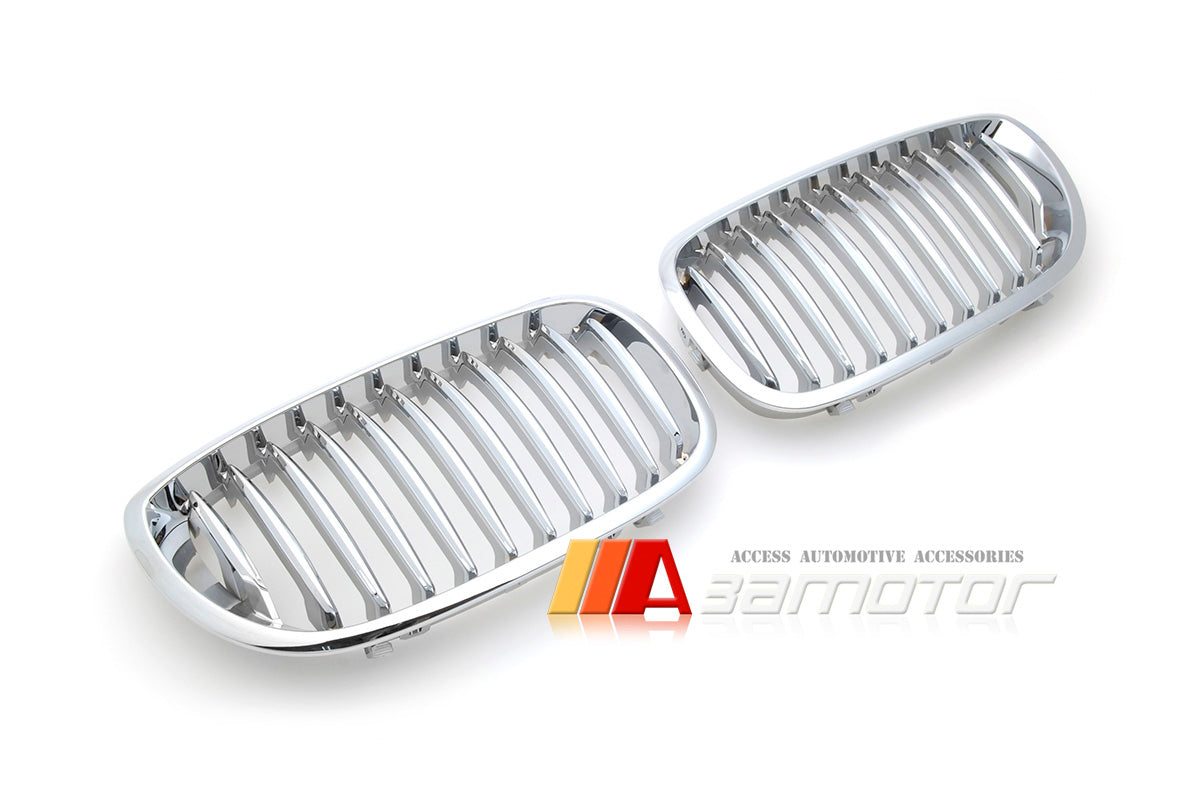 Front Chrome Kidney Grilles Backing Silver fit for 2003-2006 BMW E46 LCI 3-Series Coupe