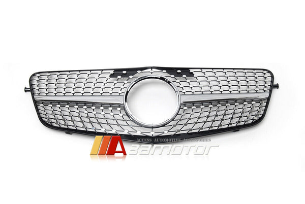 Diamond Style Front Grille w/ Silver Fin fit for 2009-2013 Mercedes W212 / S212 E-Class