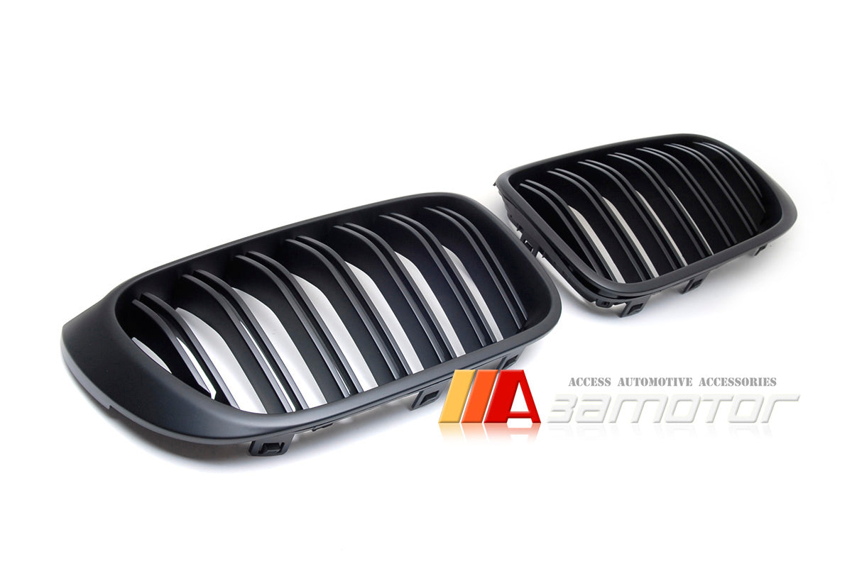 Matte Black Dual Slat Front Kidney Grilles fit for 2014-2017 BMW F25 LCI X3 / F26 X4