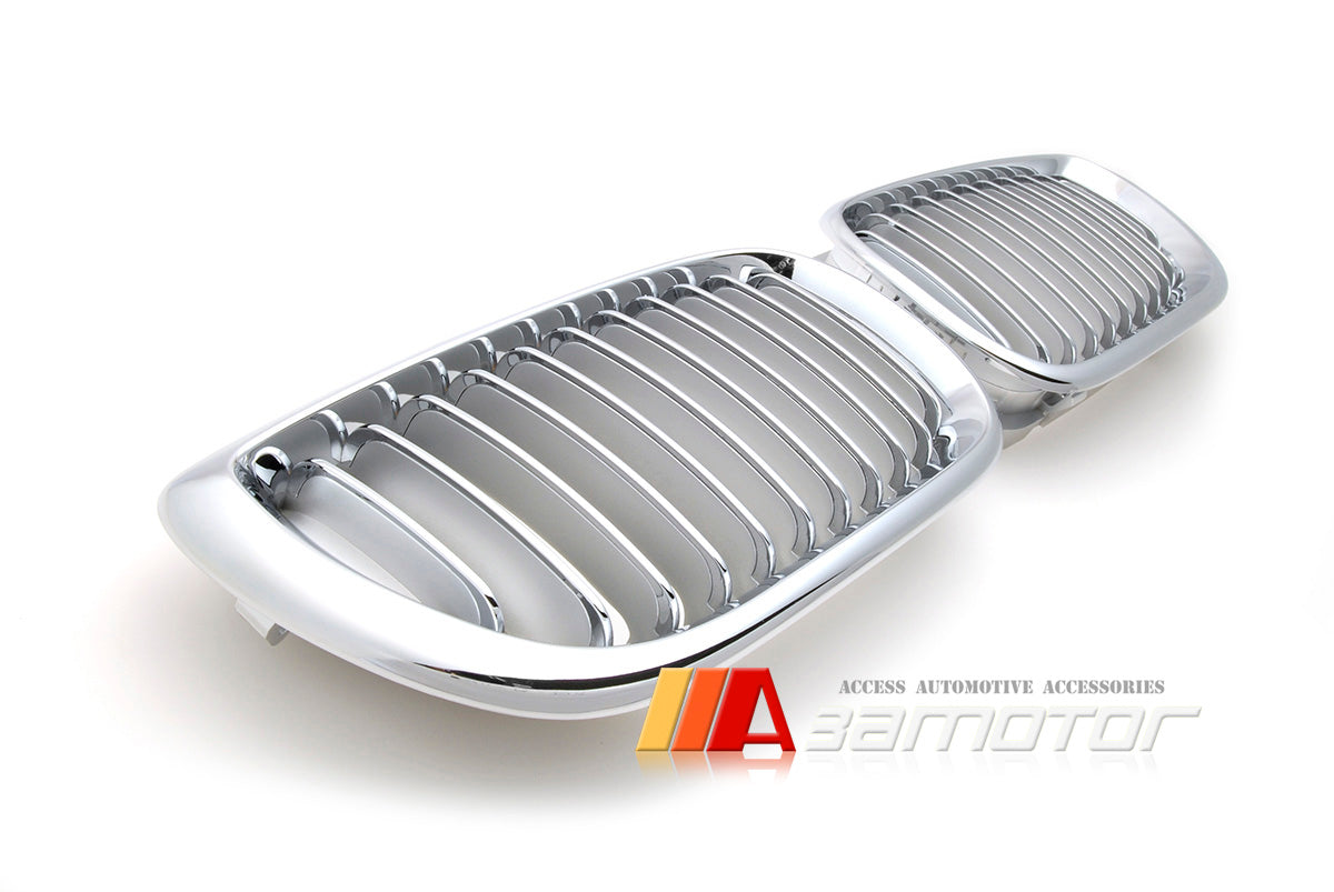 Chrome Front Kidney Grilles Backing Silver fit for 2003-2005 BMW E46 LCI 3-Series Sedan / Wagon