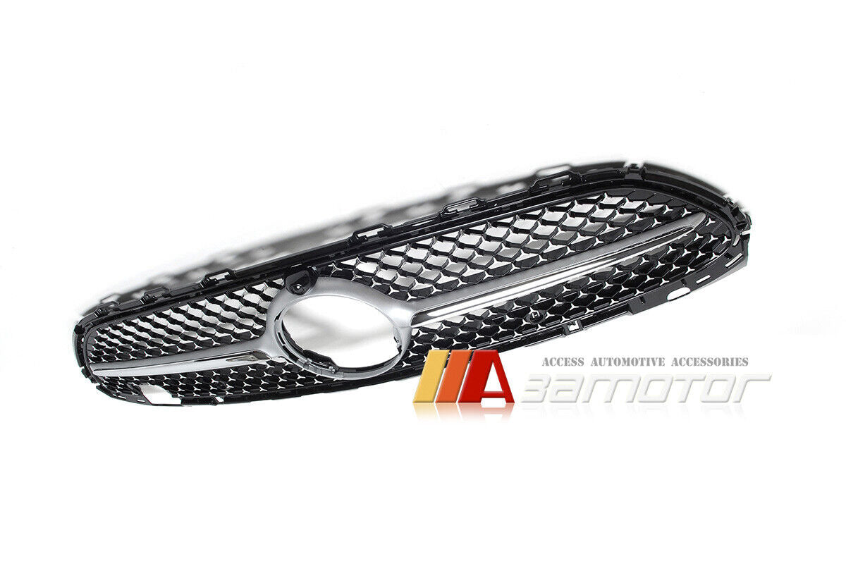 Diamond Style Front Grille with Silver Fin fit for 2021-2023 Mercedes W206 / S206 / C206 / A206 AMG C-Class