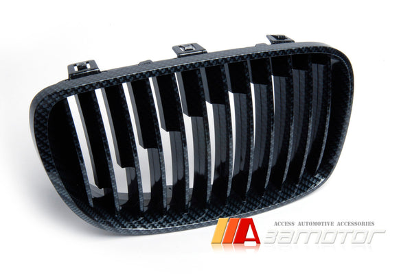 Carbon Look (Hydro Dipped) Front Kidney Grilles fit for 2007-2011 BMW E82 / E88 / E87 LCI / E81 1-Series