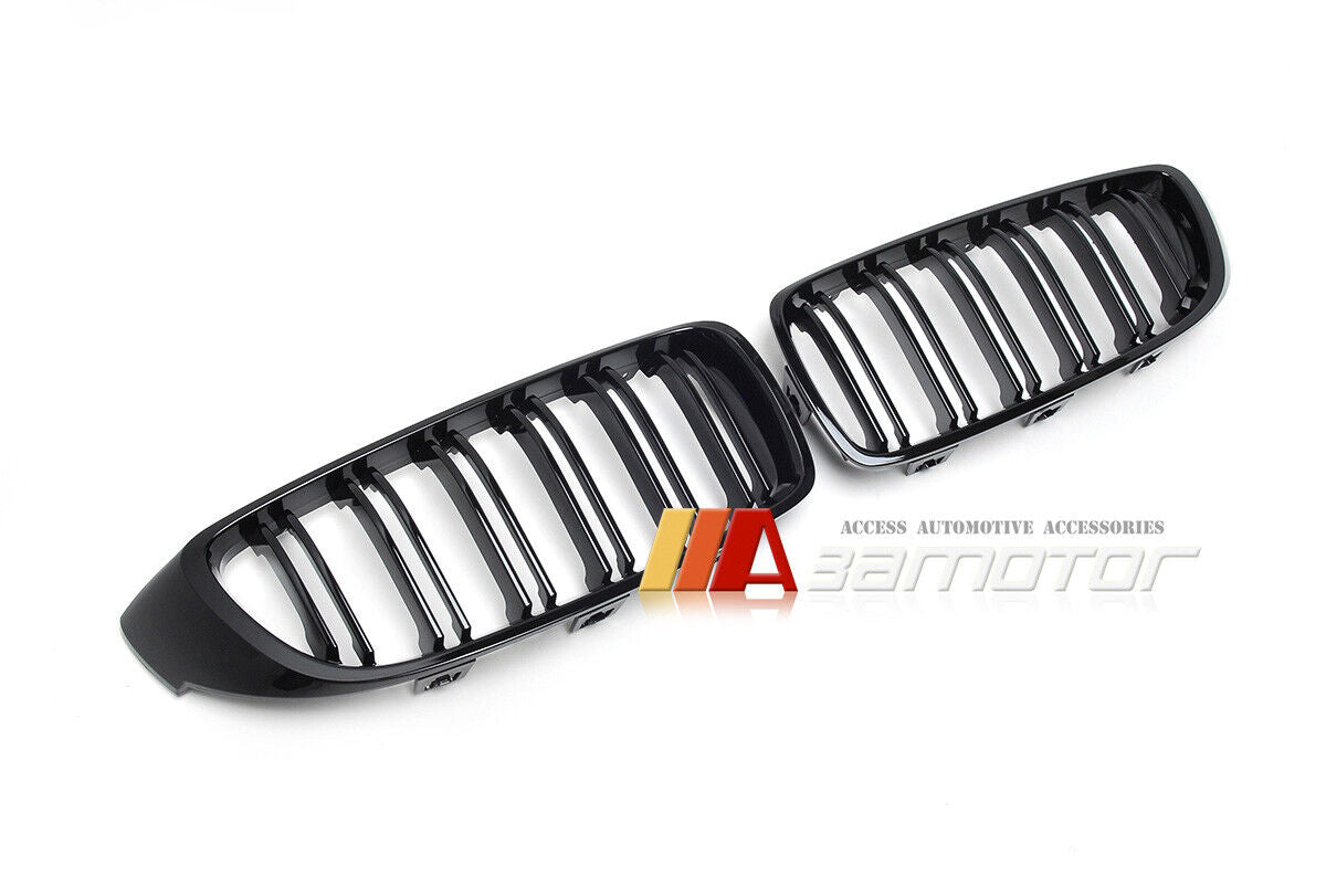 Gloss Black Dual Slat Style Front Grilles fit for 2014-2020 BMW F32 F33 F36 4-Series / F80 M3 / F82 M4