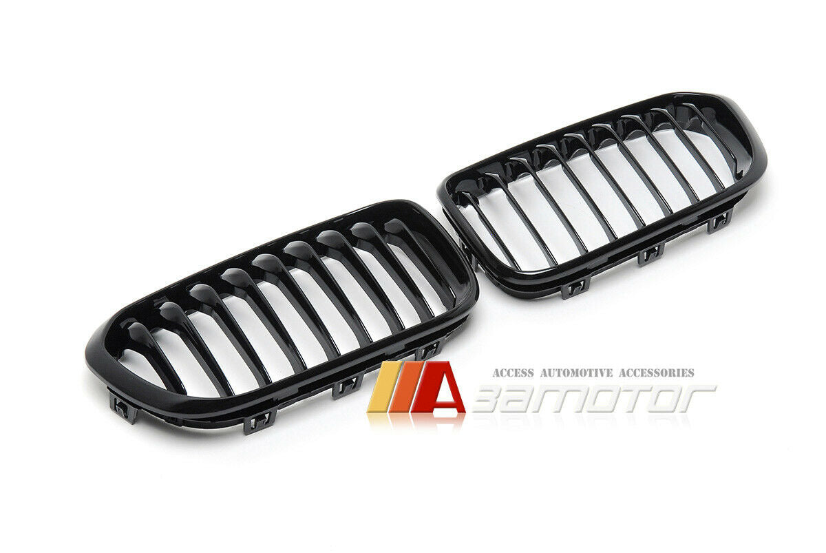 Gloss Black Front Kidney Grilles Set fit for 2015-2017 BMW F20 / F21 LCI 1-Series