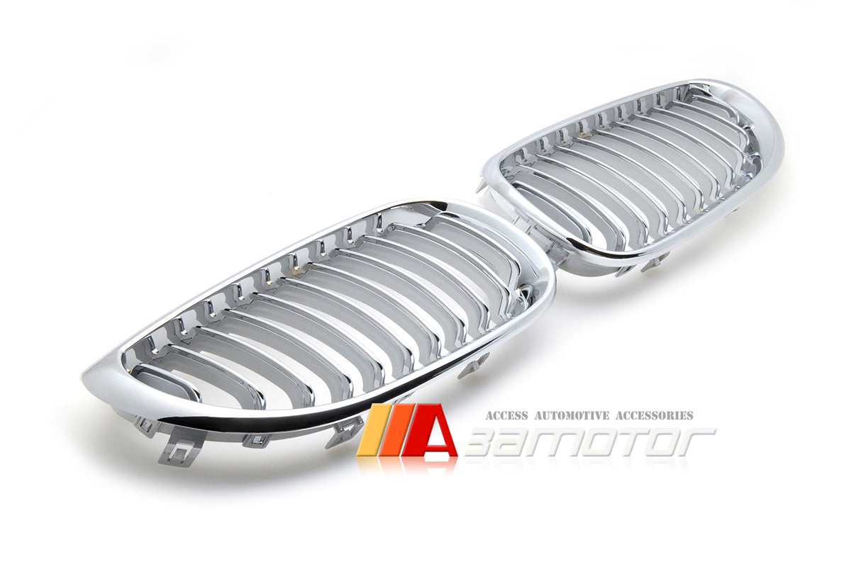 Front Chrome Kidney Grilles Backing Silver fit for 2004-2010 BMW E60 / E61 5-Series & M5