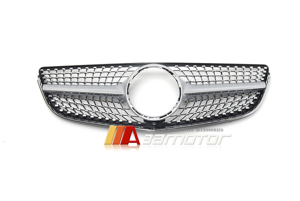 Diamond Style Front Grille with Silver Fin fit for 2014-2017 Mercedes C207 Facelift E-Coupe