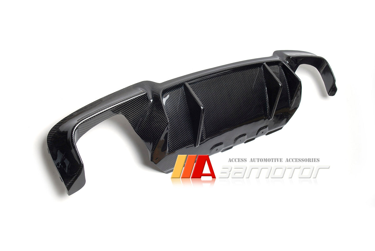 Carbon Fiber 2 Big Fins Rear Bumper Diffuser Quad fit for 2011-2016 BMW F10 M5 Sedan