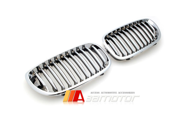Chrome Front Kidney Grilles Set Backing Black fit for 2003-2006 BMW E46 LCI 3-Series Coupe