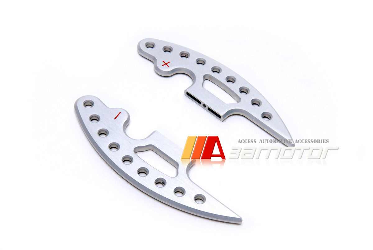 Extended DCT Silver Shifter Paddles Set w/ Machined Hole fit for BMW E90 M3 / E92 M3 / E93 M3 / E70 X5M / E71 X6M